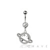316L SURGICAL STEEL MULTI CZ PLANET STAR DANGLE BELLY BUTTON NAVEL RING 